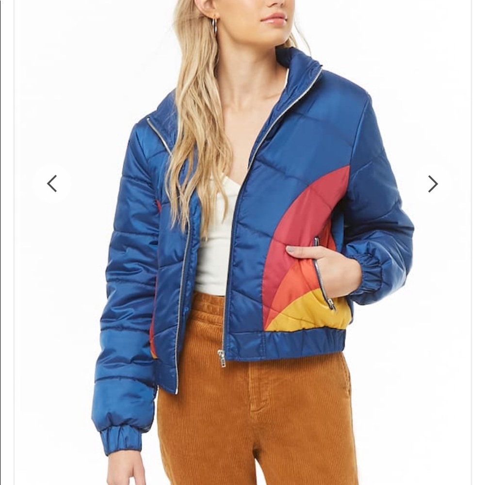 Colorblock puffer jacket